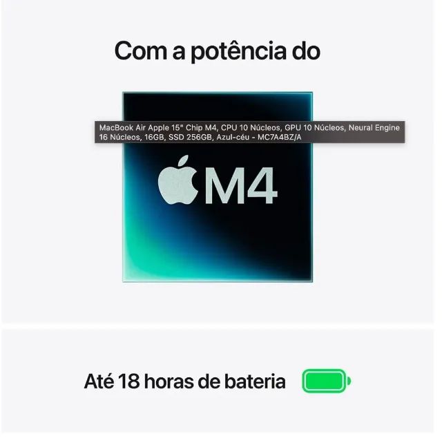 Macbook Air M4 15" Polegadas 16gb 256g Sssd - Lacrado - Consulte Cores - Loja Icaraí - Foto 3