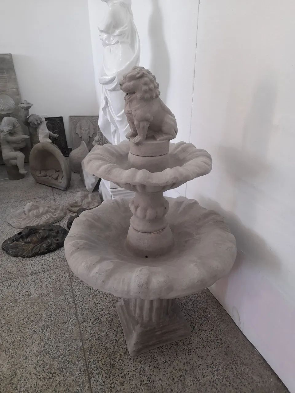 Fonte leão chinês de cimento para jardim - Foto 5