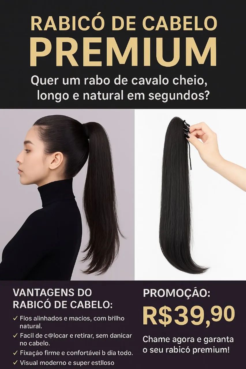 Cabelos longos 40cm escuro  - Foto 5