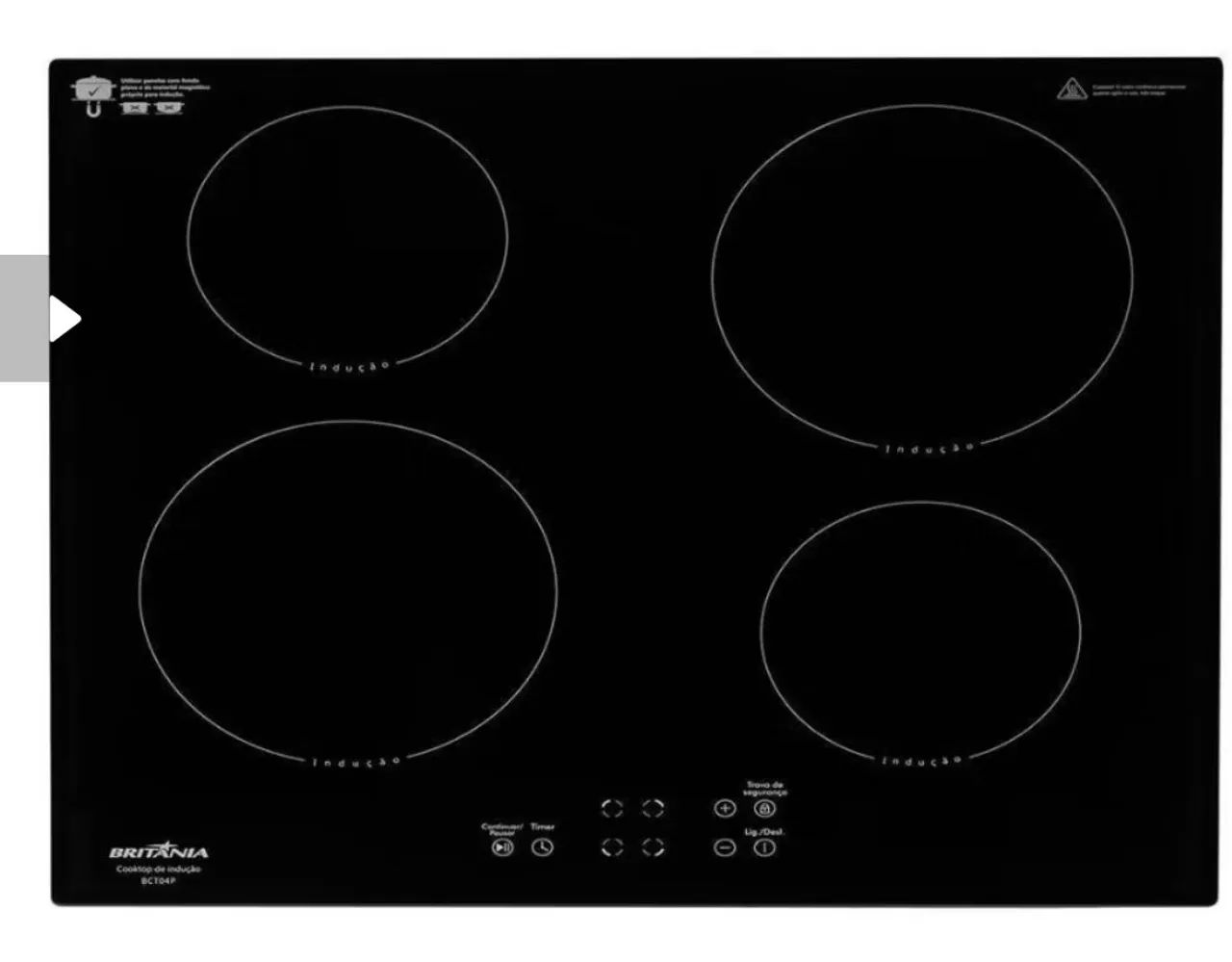 Cooktop de Indução Britânia 4 Bocas - Novo