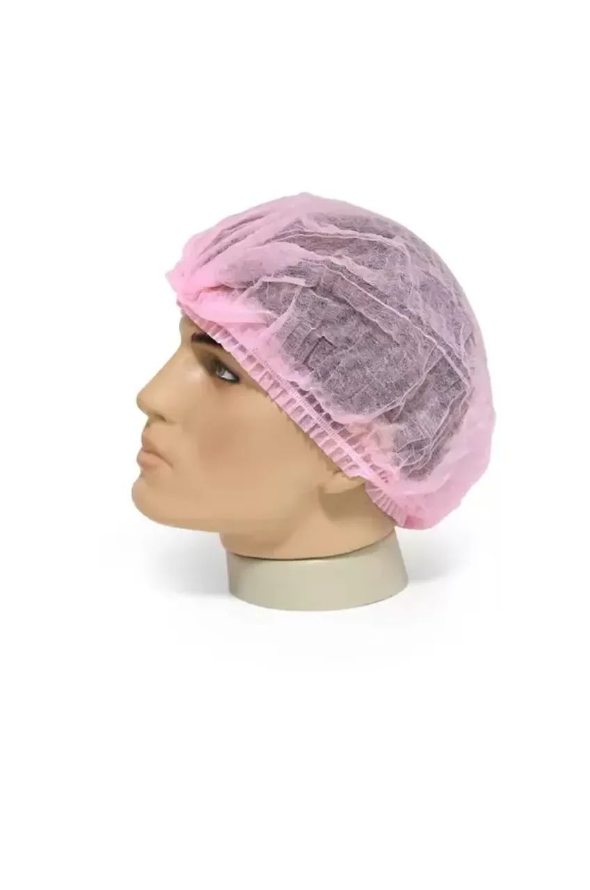 Touca Rosa Descartável 5 Un. TNT Para Banho/Estética/Beleza