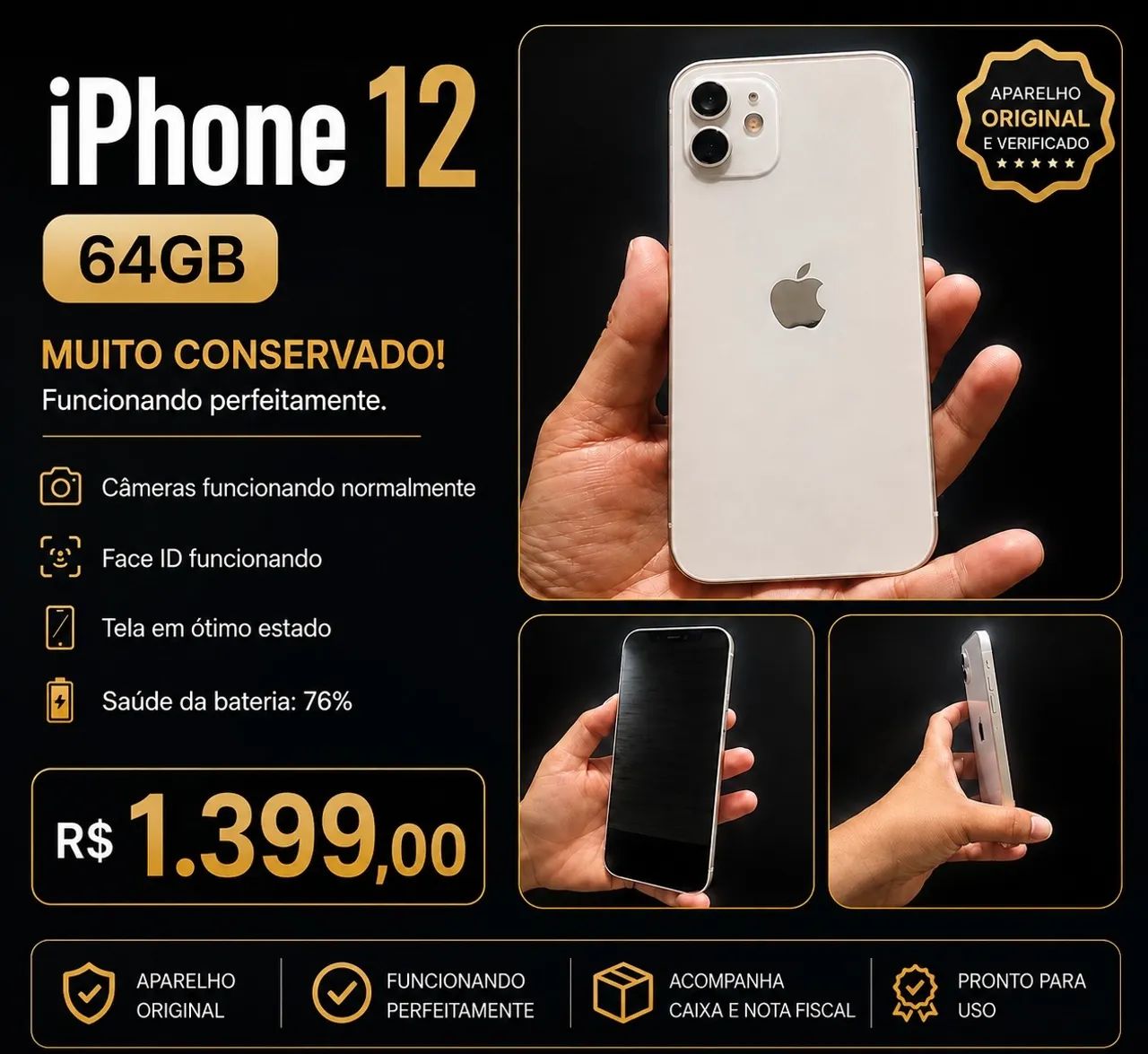 iPhone 12 64 GB ? Muito conservado - Celulares e Smartphones