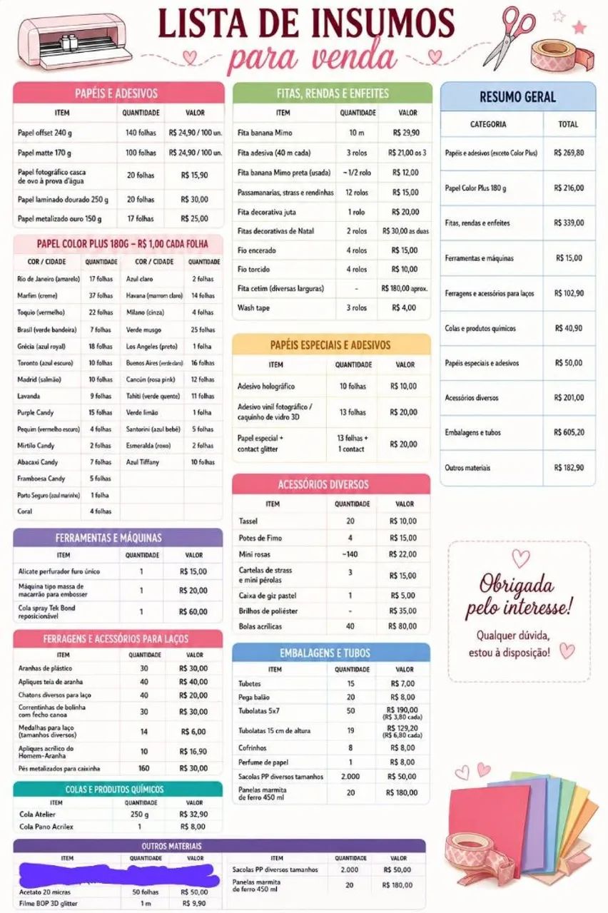 Insumos de papelaria 