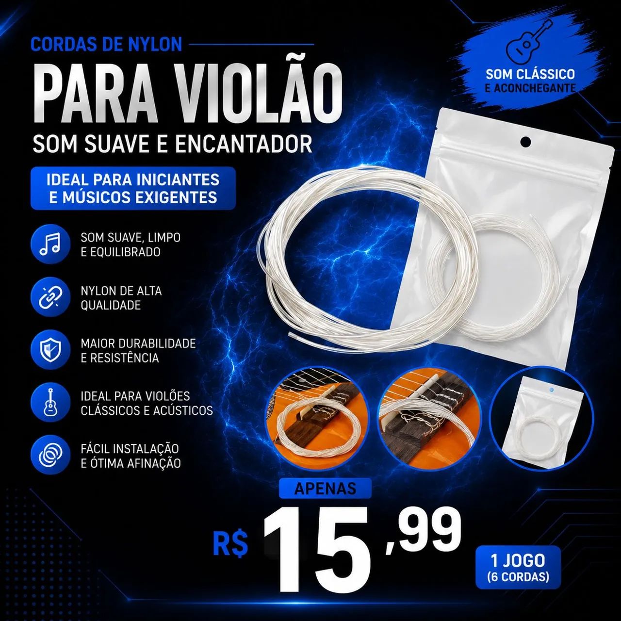 CORDAS DE NYLON PARA VIOLÃO 