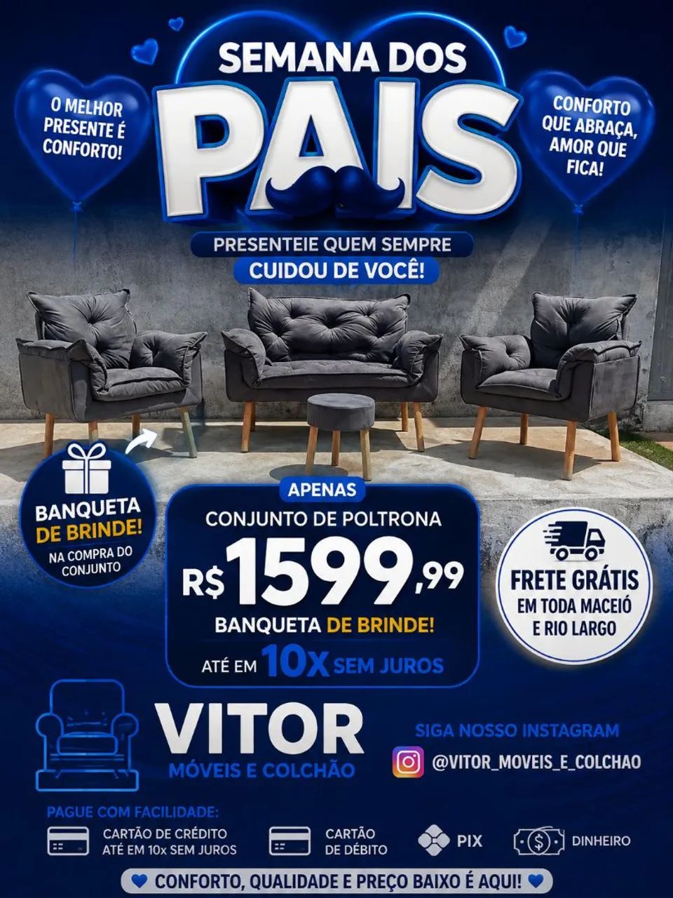 SEMANA DOS PAIS CONJUNTO POLTRONA + BANQUETA DE BRINDE  - Foto 2