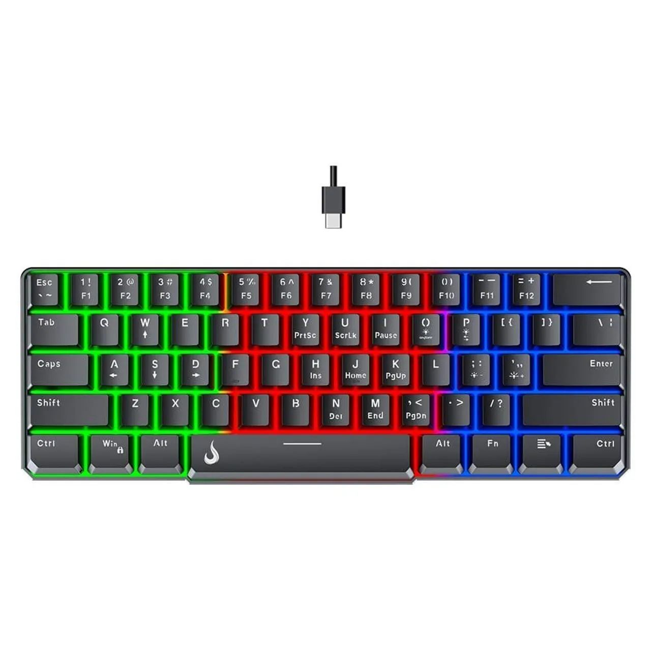Teclado Gamer Rise Mode Semi Mecânico G2 Mini RGB Layout 60% quebrado
