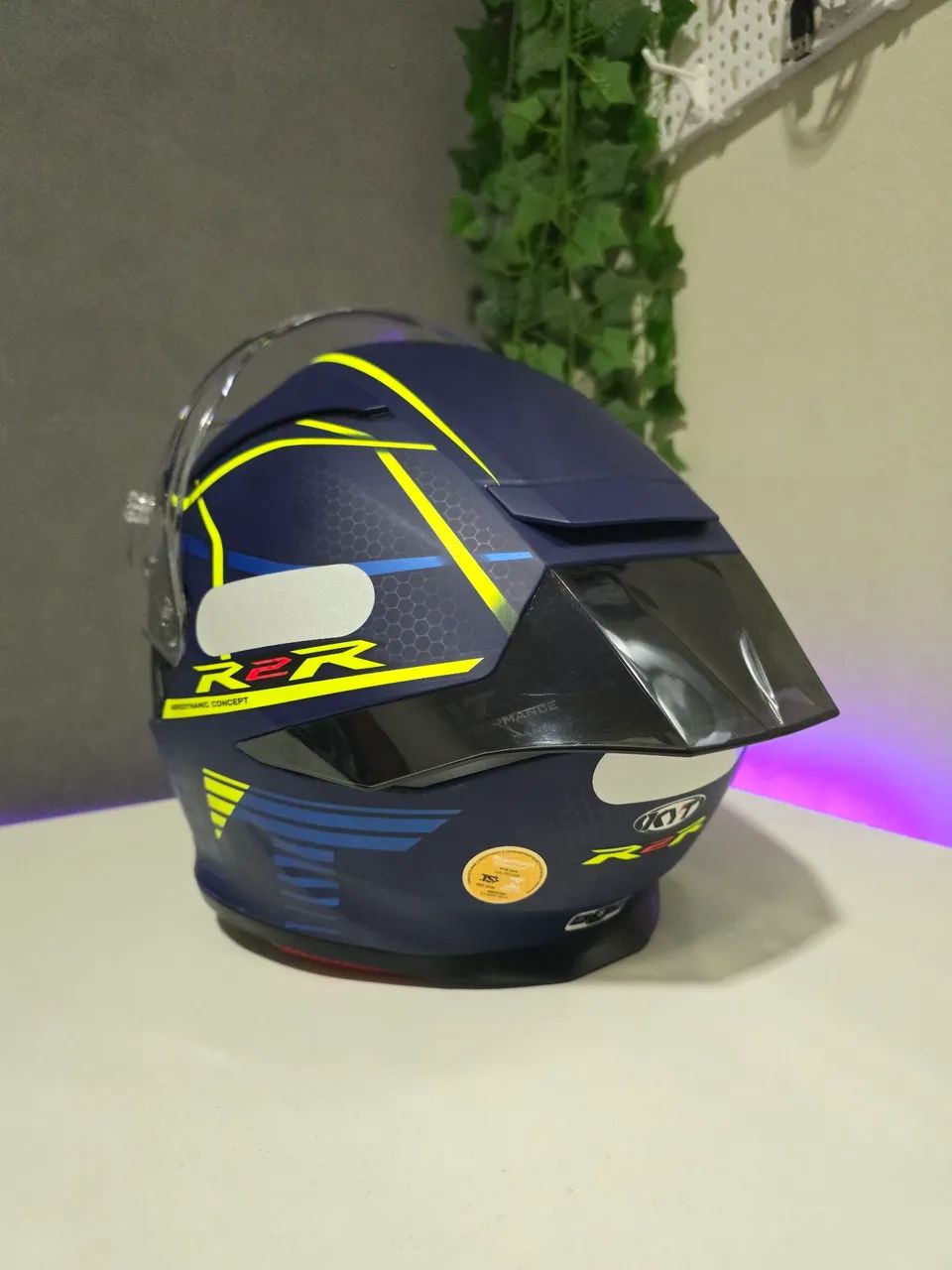Capacete Moto KYT R2R Concept Blue - Foto 4