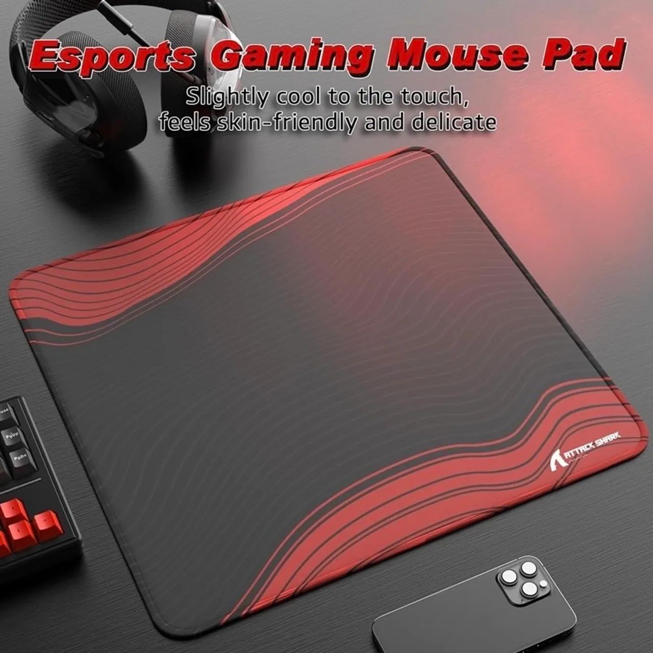Mouse Pad Profissional Attack Shark CM02 black and red - Foto 2