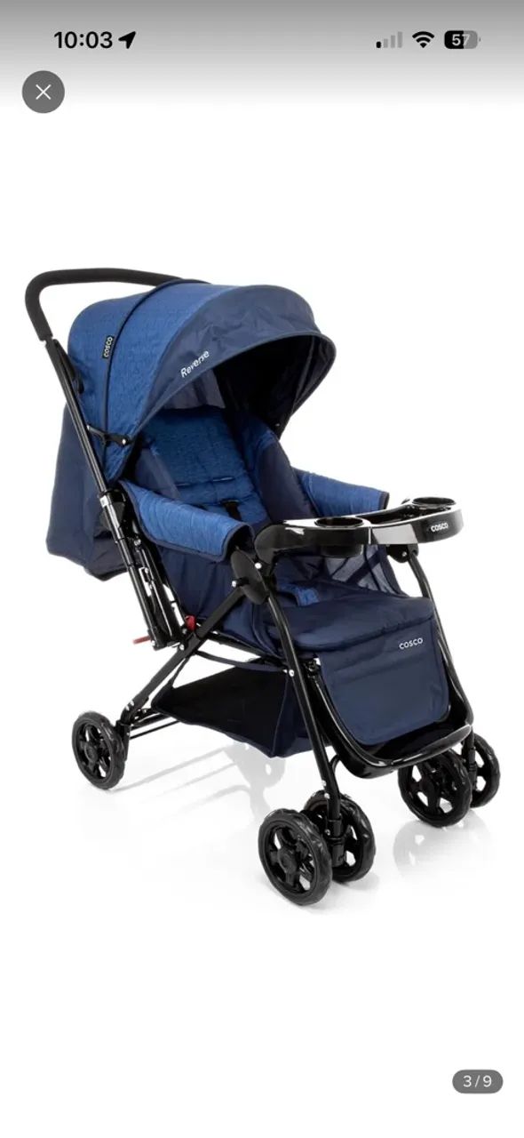 Carrinho de bebe cosco reverse azul - Foto 2