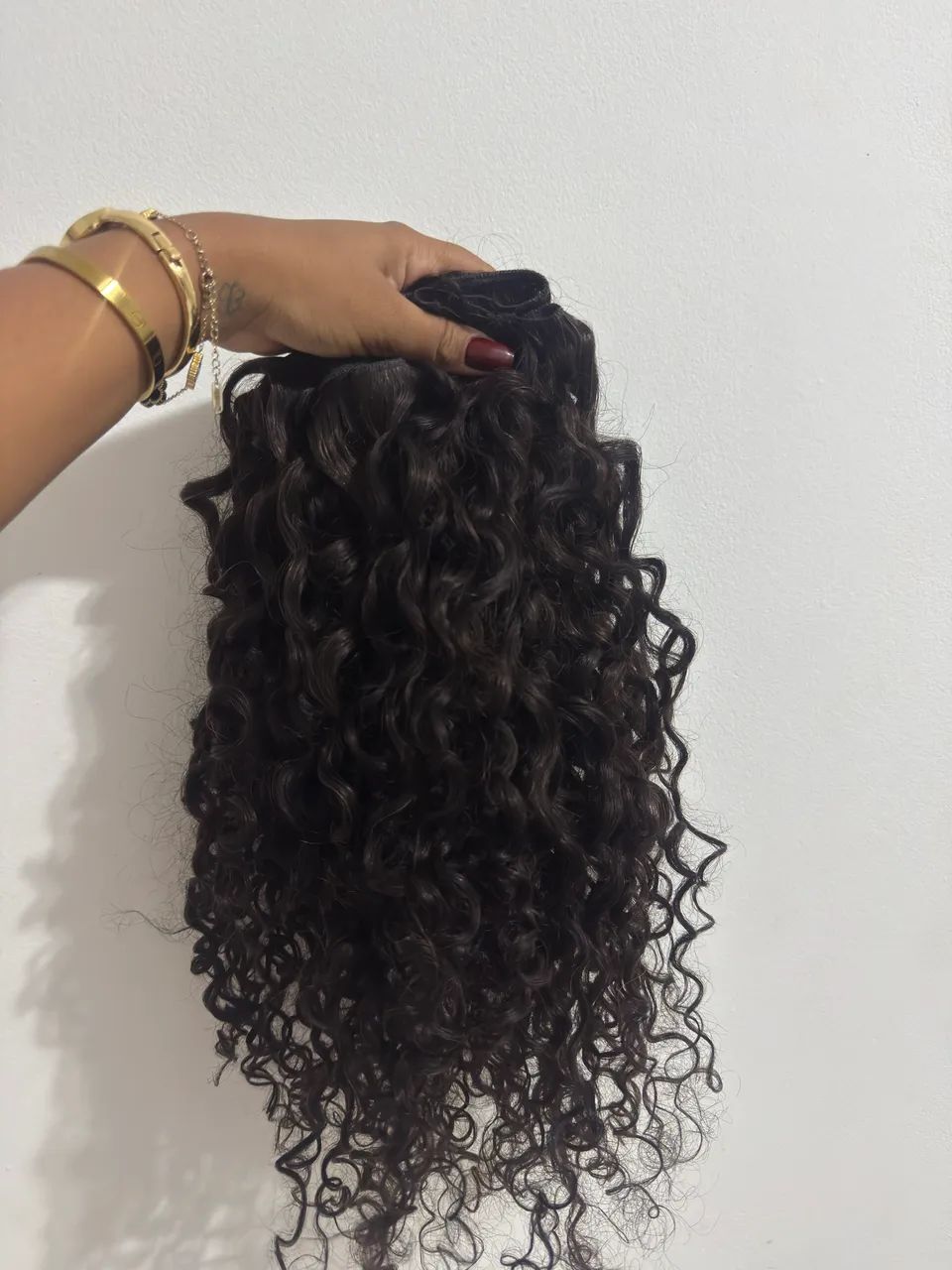 Mega hair 39cm cacheado humano