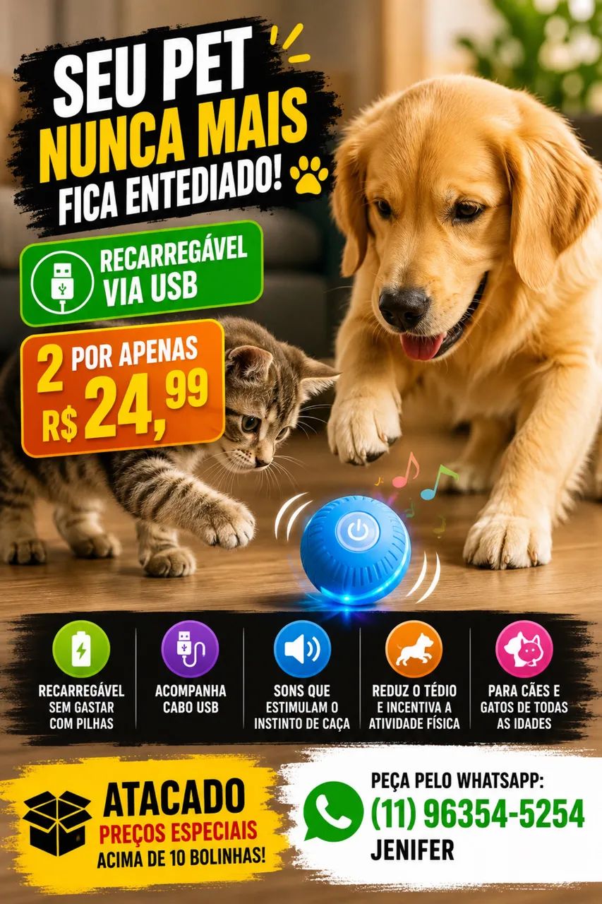 ? BOLINHA INTERATIVA AUTOMÁTICA PARA CÃES E GATOS ? 