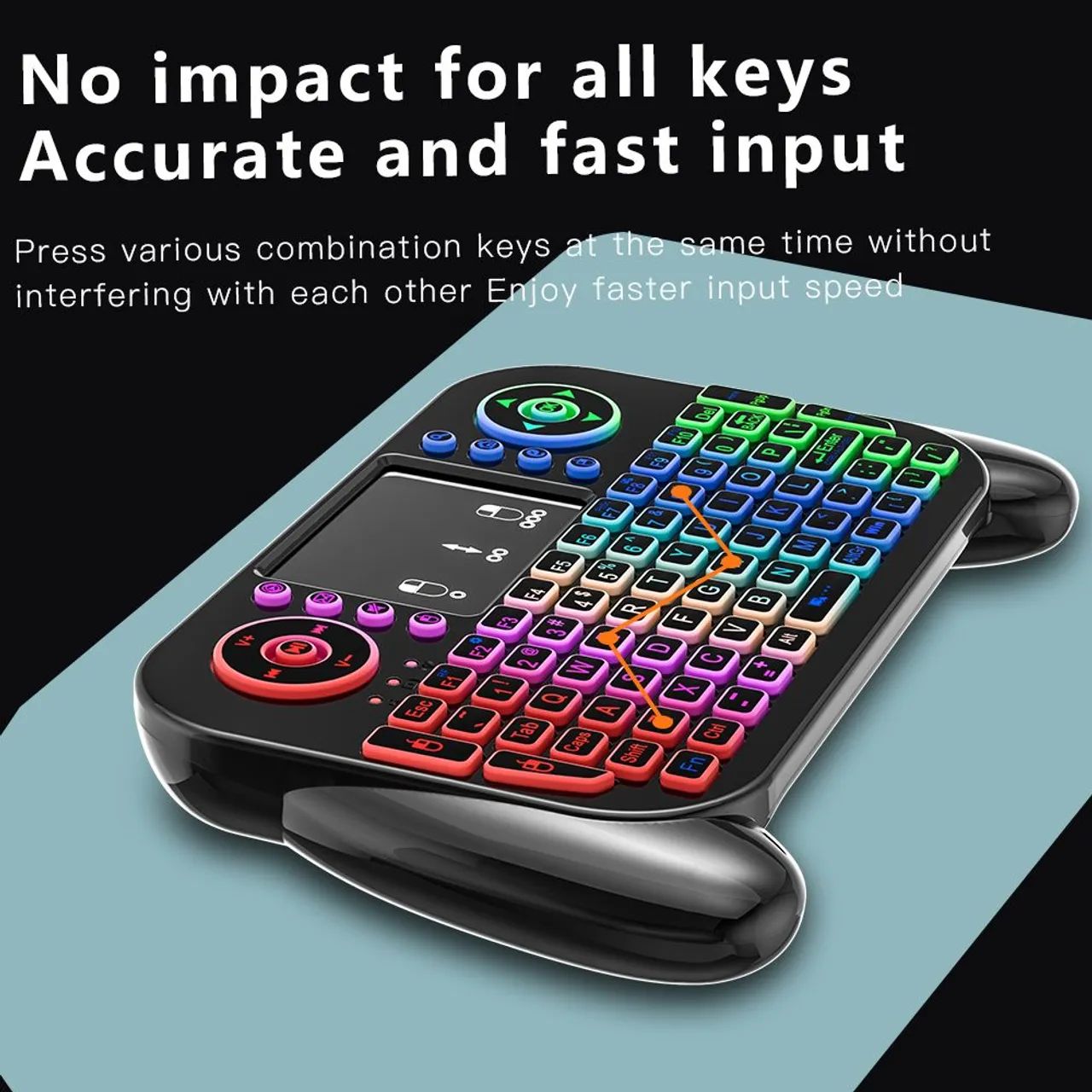 Mini Teclado Semfio V8 Retroiluminado 2.4ghz Bluetooth Air Mouse Touchpad para SmarTV - Foto 3