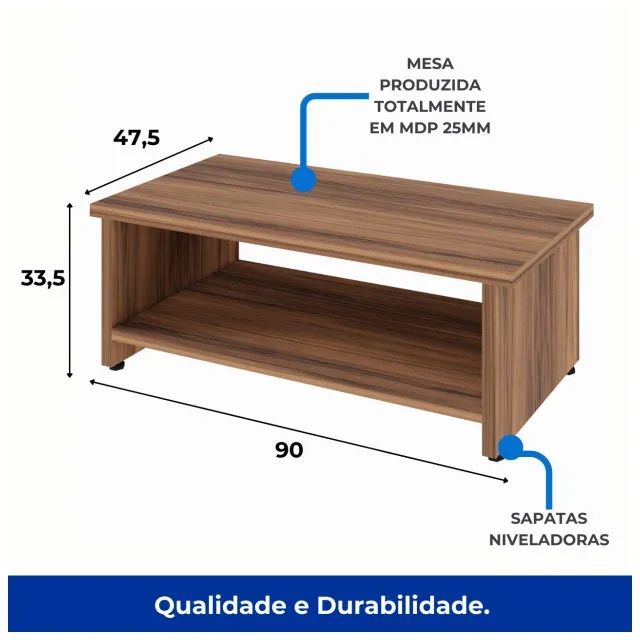 Mesa De Centro Para Sala Nogal Sevilha Estilo Clássico Decor 21431 - Foto 3