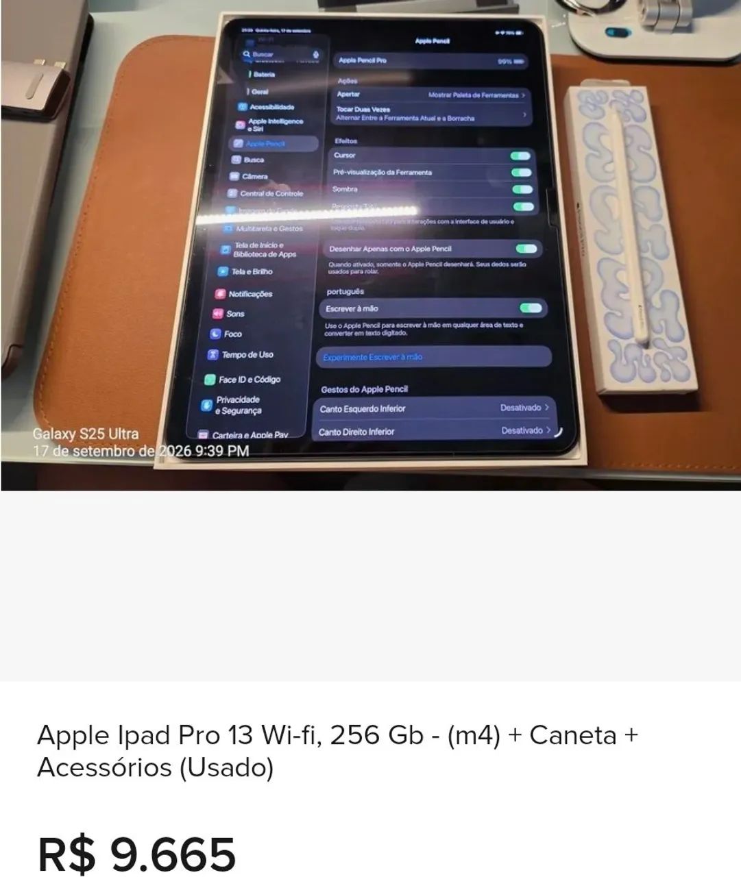 iPad pro 13 polegadas + acessórios + caneta
