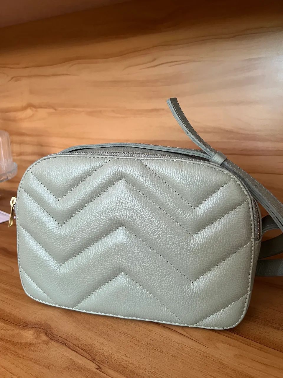 Bolsa Doramila Couro Legítimo Pistache Matelassê Transversal - Foto 5