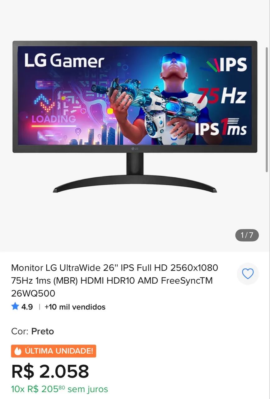 Monitor LG ultrawide 75hz 1ms IPS - Foto 3