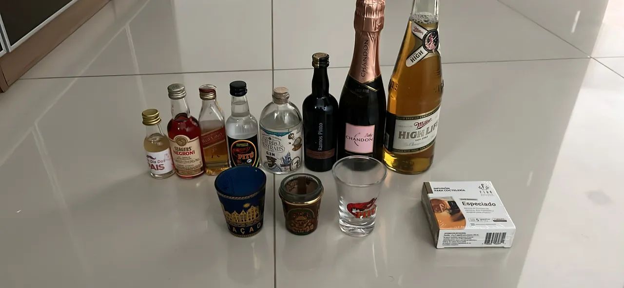 Kit Miniaturas de Bebidas Colecionáveis + Copos de Dose + Infusão Gin - Foto 2
