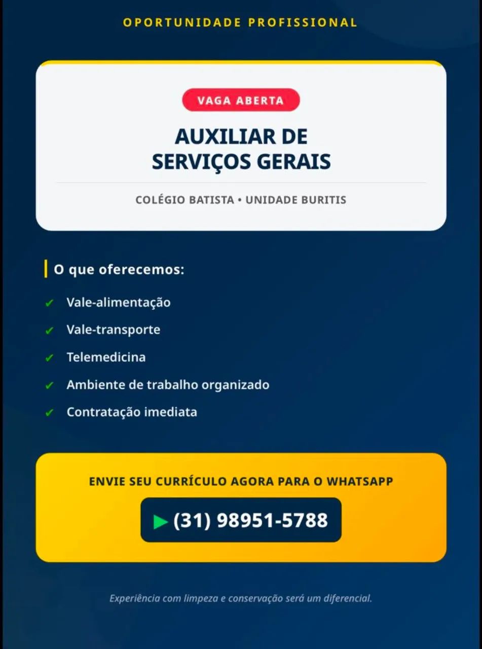 Oportunidade serviço Gerais 