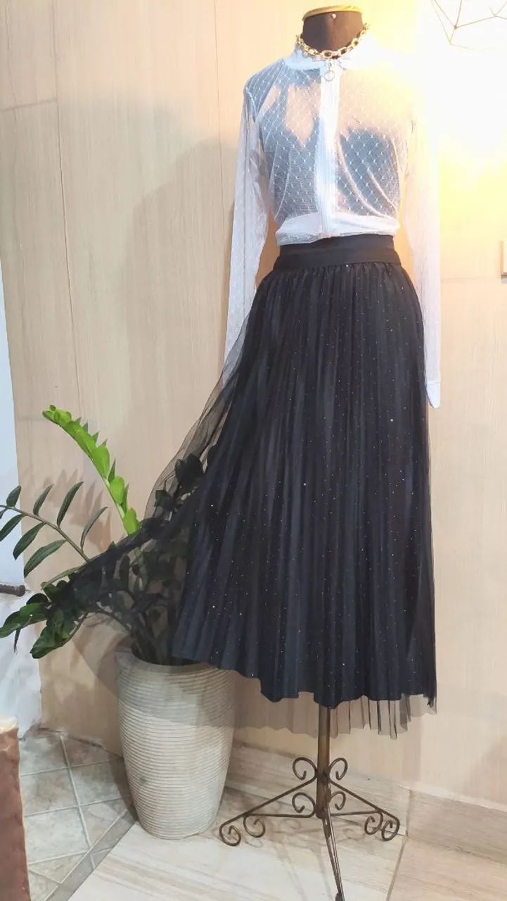 Saia de tule com brilho veste até:M  Nova! - Foto 3