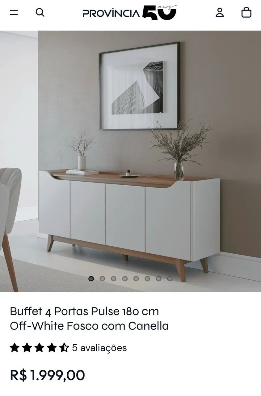 Buffet 180cm com pés em madeira maciça. - Foto 3