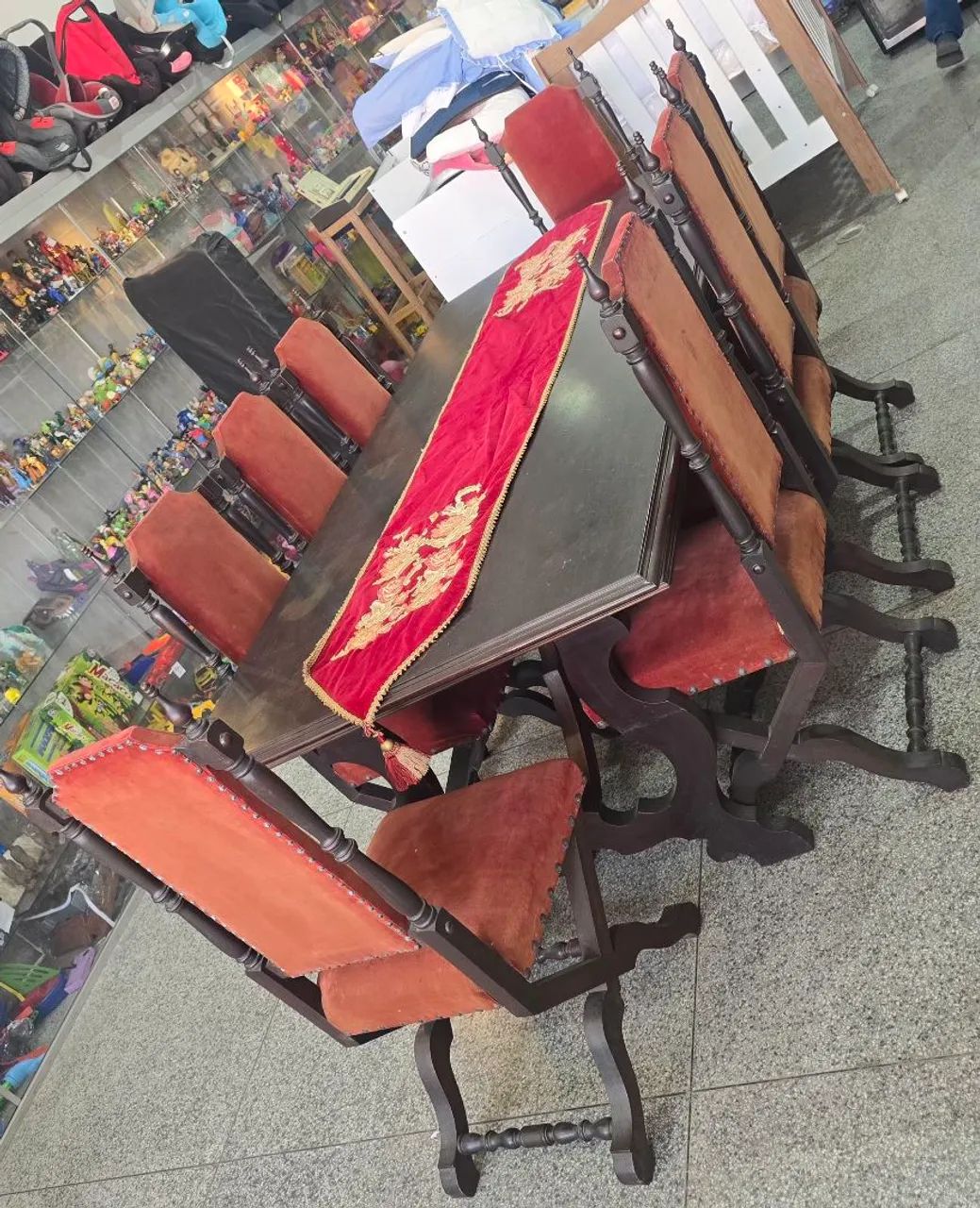 MESA MADEIRA ANTIGA C/8 CADEIRAS - Foto 4