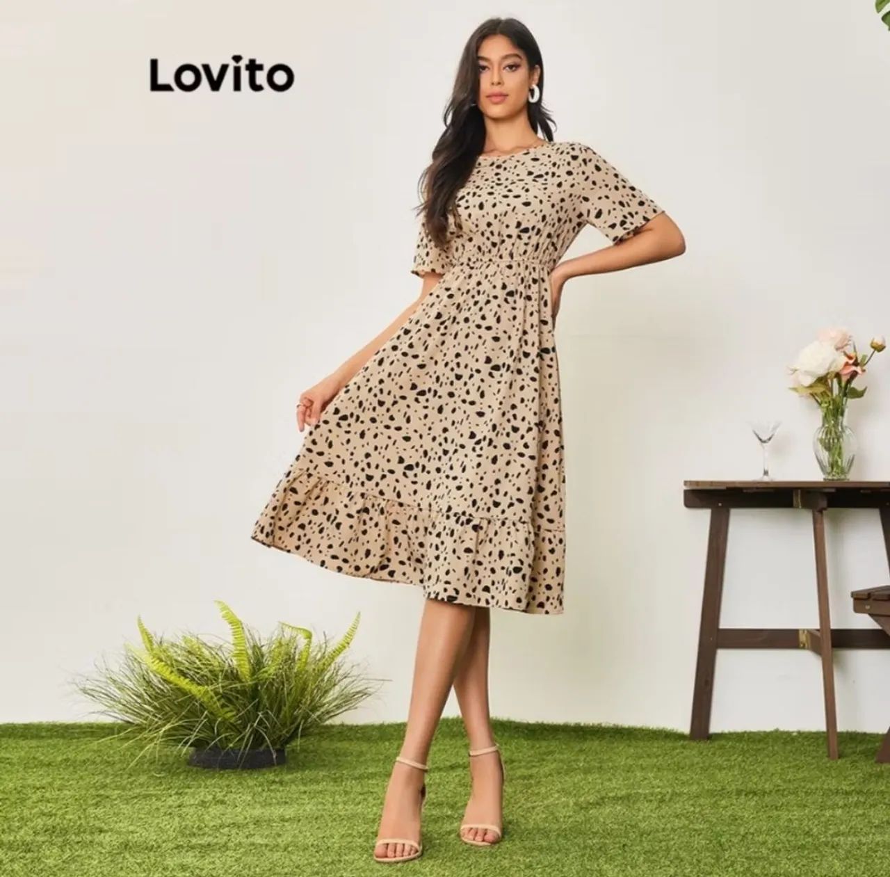 Vestido casual leopardo (cáqui)