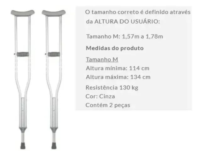 PAR DE MULETAS AXILAEM ALUMÍNIO REGULÁVEL 130 KG - MARCA MERCUR 
