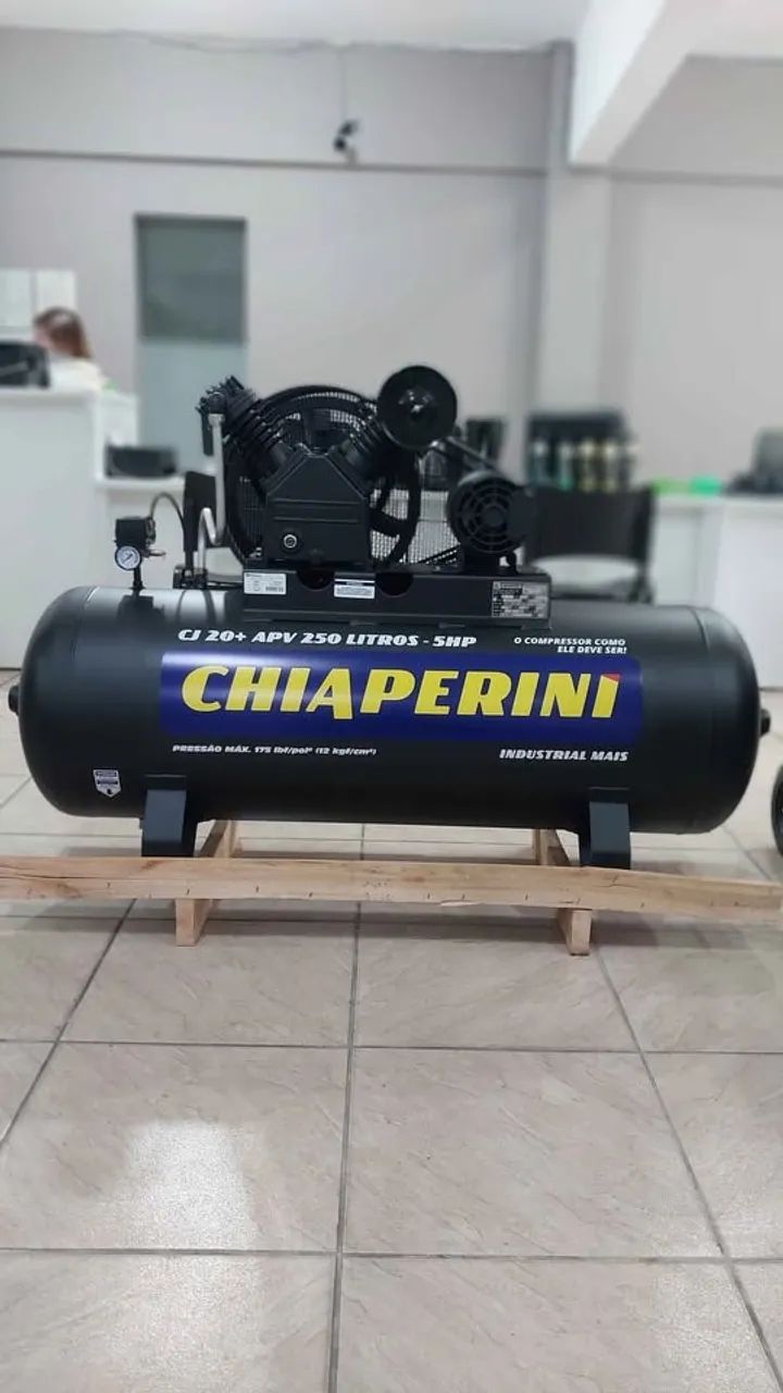 Compressor de ar 250L motor 5cv Weg 175 psi industrial Chiaperini - Loja/Nova