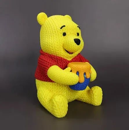 Boneco Pooh 3D Estilo Crochê 20cm