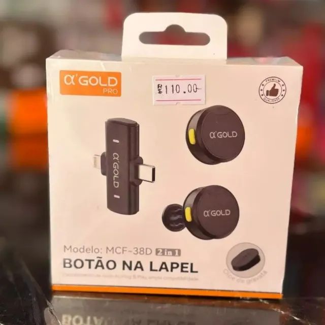 Microfone Lapela Duplo Sem Fio A´gold Com Cancelamento De Ruídos  - Foto 2