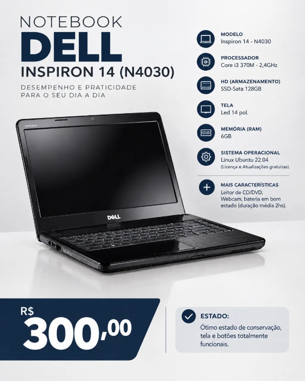 NOTEBOOK - DELL INSPIRON 14 - Core i3