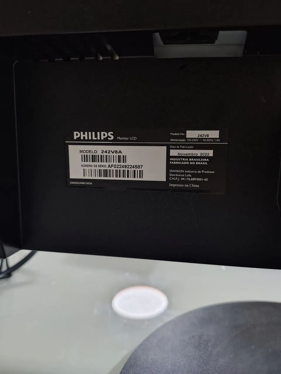 Monitor Philips 24? IPS Full HD 75Hz (242V8A) FUNCIONANDO + HDMI + Cabo de força - Foto 2