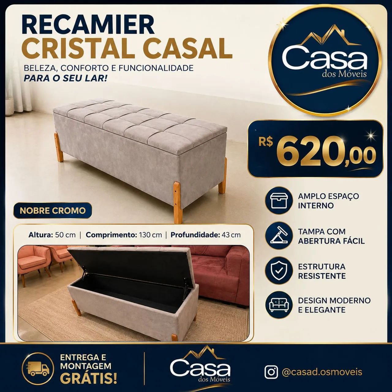 Recamier Baú Casal 1.38