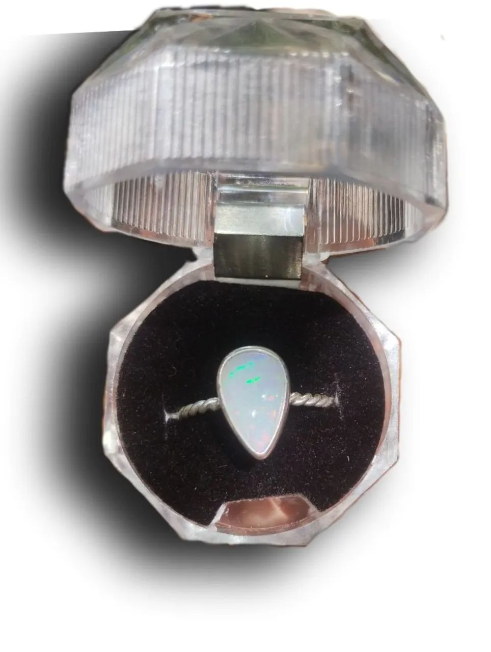 Anel de prata feminino com predra opala extra