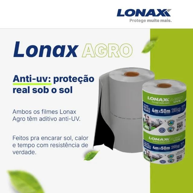 Lona Dupla Face para Silagem 4x50m Preta e Branca Lonax Agro 100 Micras Ant UV 20kg - Foto 2