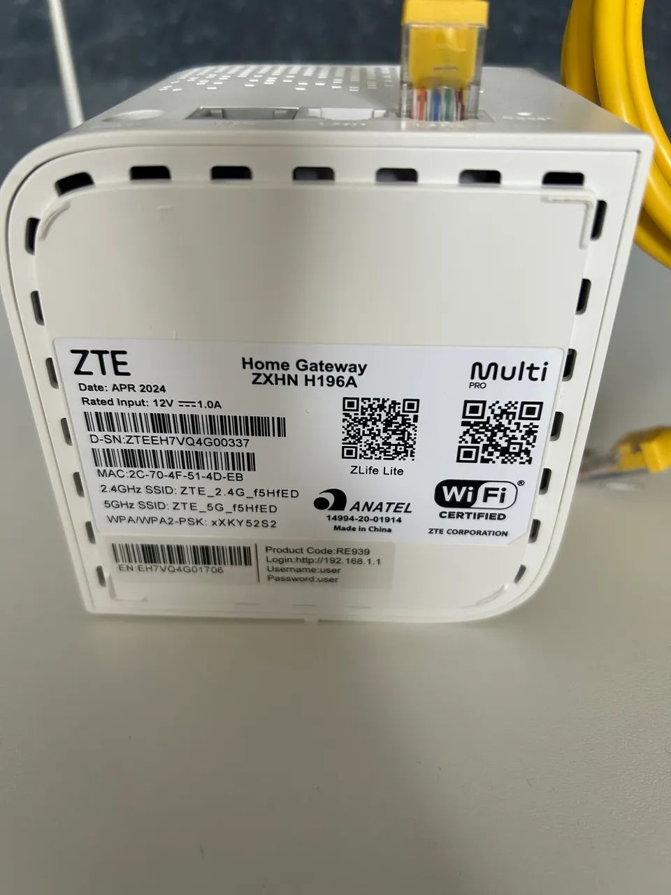 Home gateway ZTE- ZXHN H196A - Foto 2