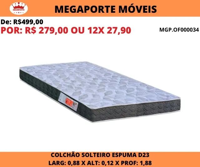 COLCHÃO DE SOLTEIRO ESPUMA D23