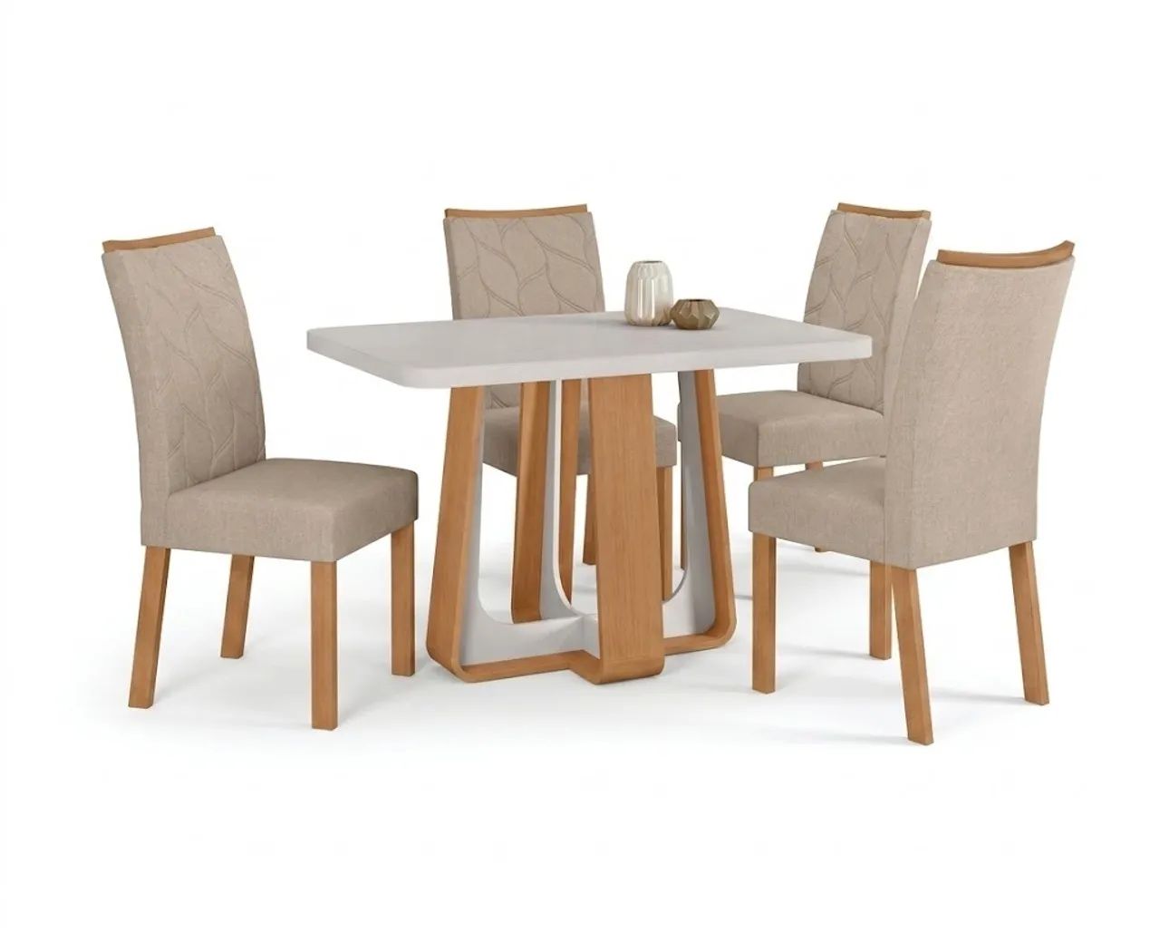 Mesa de Jantar Clean 4 Cadeiras Linho Bege tt77