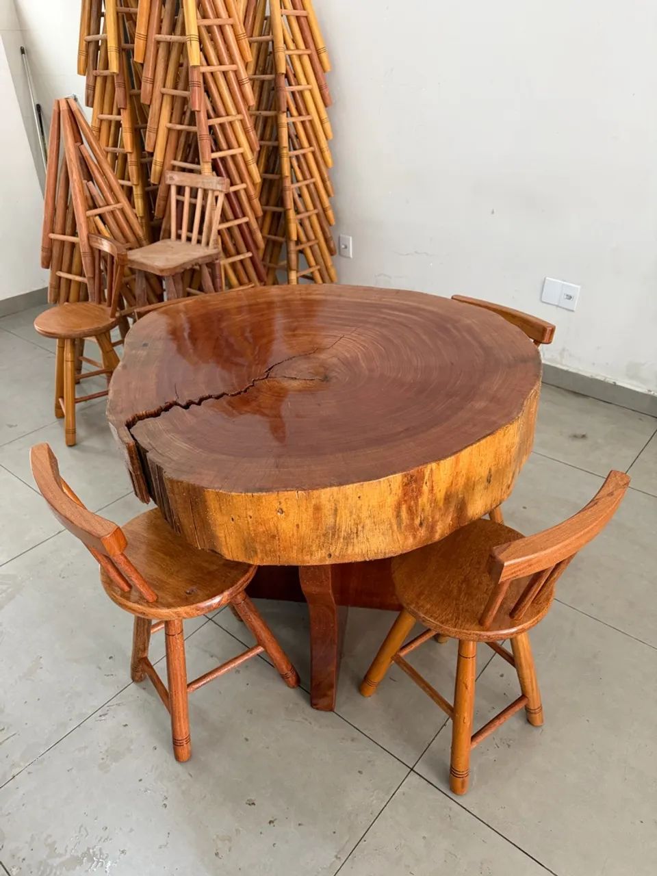 Conjunto mesa rústica 