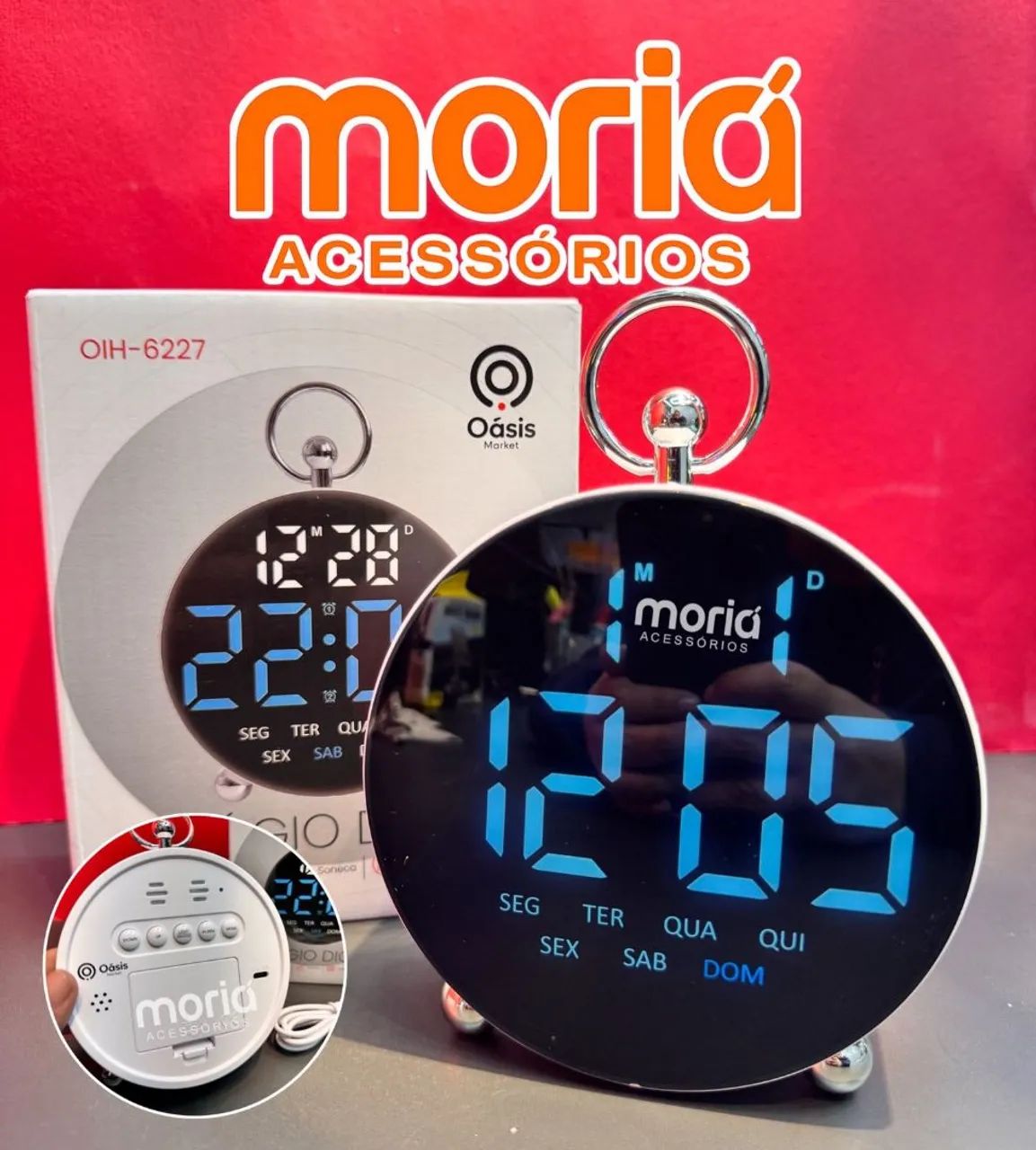 Relógio de Mesa com Alarme e Visor Digital Led  - Foto 2