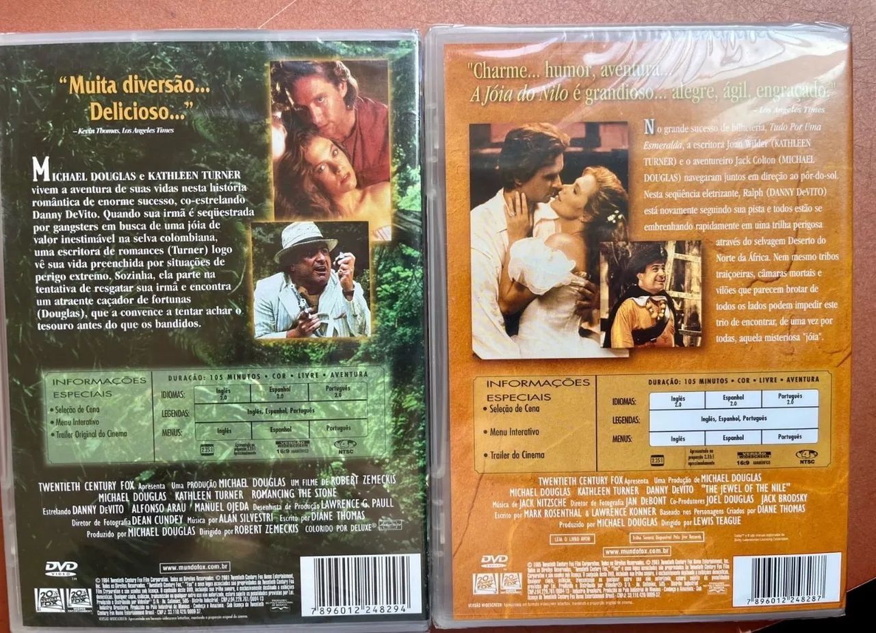 DVDs lacrados: Tudo por uma esmeralda e A joia do Nilo - Foto 2