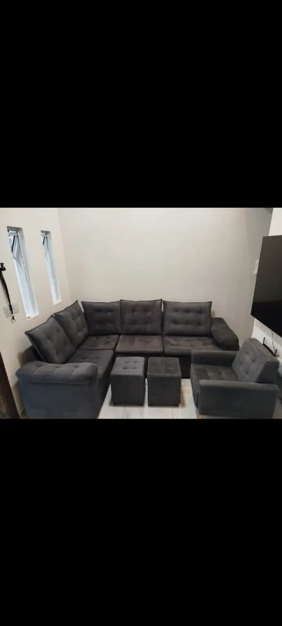 Vende-se esse sofá com os pufs e a poltrona, mas vendemos separados também  - Foto 3