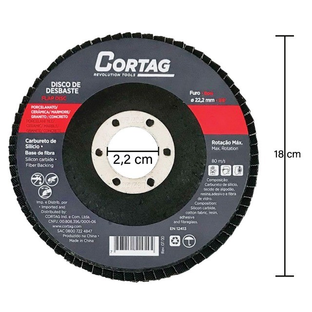Disco Flap de Desbaste G120 para Porcelanato e Granito 7" 180 mm Esmerilhadeira Cortag - Foto 2