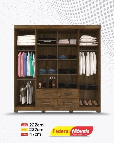 Guarda Roupa 8 Portas 4 Gavetas Pés Direto da Fabrica Fazemos Entrega - Foto 2