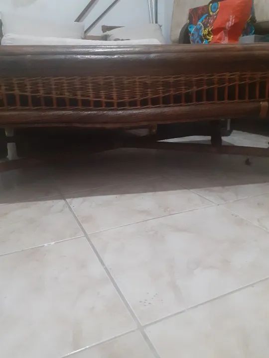 Mesa de centro retangular, em rattan, fibra natural e madeira - Foto 3