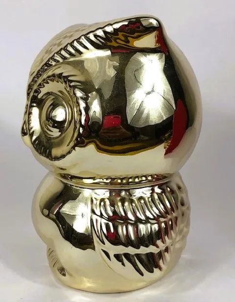 Coruja bibelô Cofre em porcelana dourada peça decorativa. - Foto 5