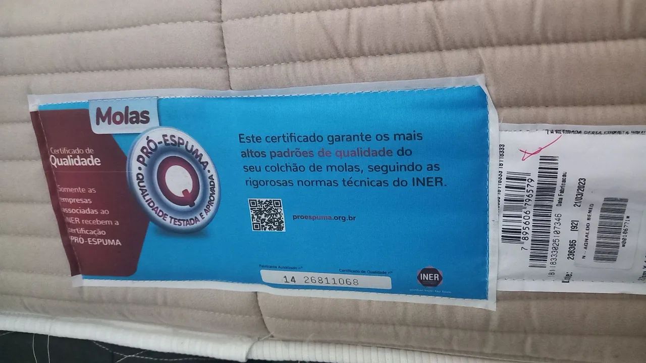 Colchão de Molas - Castor com certificado de Qualidade INER