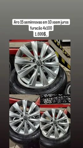 Rodas aro 15 semi novas modelo.virtus em 10 x sem juros furacão 5x100 - Foto 4