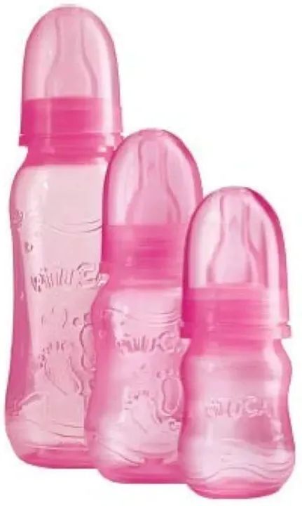 kit 3 mamadeiras bico de silicone rosa pituca