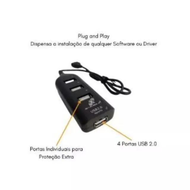 Regua Cabo Hub Usb 2.0 4 Portas Extensão Led Usb Pc - Foto 4
